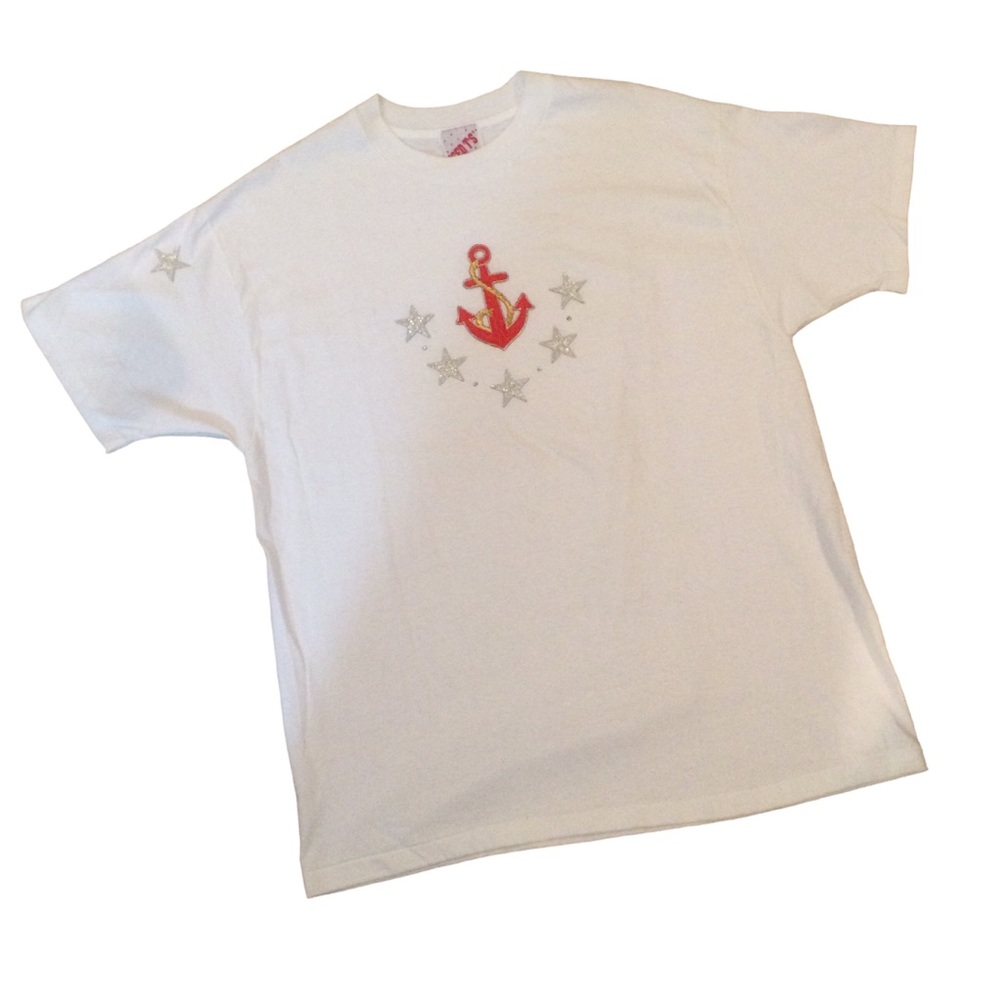 Vintage Iced T’s Nautical Single Stitch White Tee Shirt Size Extra Large